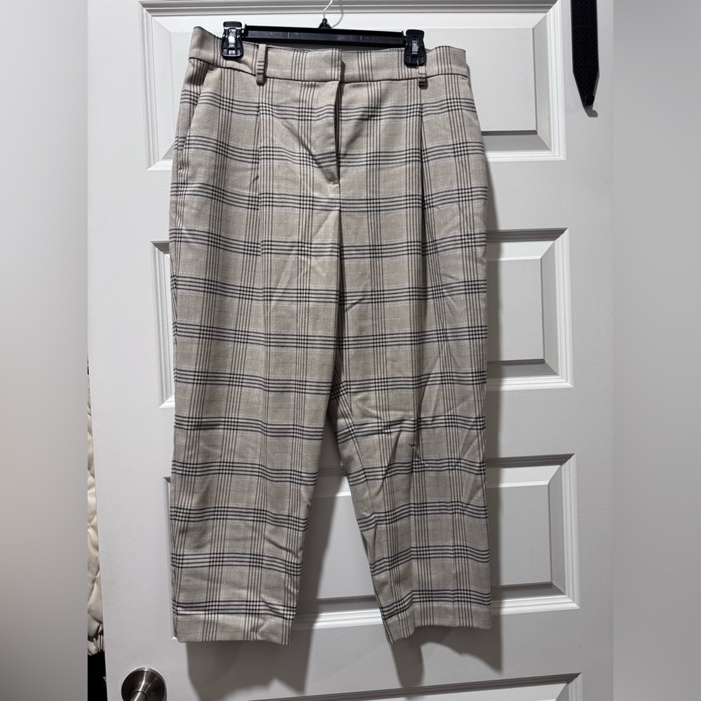 Loft pleated tapered pants in shimmer plaid